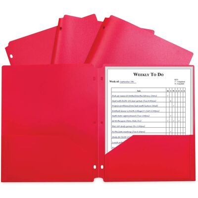 C-Line Products - Two-Pocket Heavyweight Poly Portfolio Folder, 3-Hole Punch, 11 x 8.5, Red, 25/Box C-Line Products - Two-Pocket Heavyweight Poly Portfolio Folder, 3-Hole Punch, 11 x 8.5, Red, 25/Box