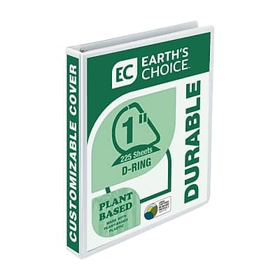 Samsill - Earth's Choice Plant-Based Heavy Duty 1" 3-Ring View Binders, D-Ring - White Samsill - Earth's Choice Plant-Based Heavy Duty 1" 3-Ring View Binders, D-Ring - White