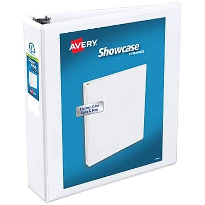Avery - Showcase 2" 3-Ring View Binders, Slant Ring - White Avery - Showcase 2" 3-Ring View Binders, Slant Ring - White