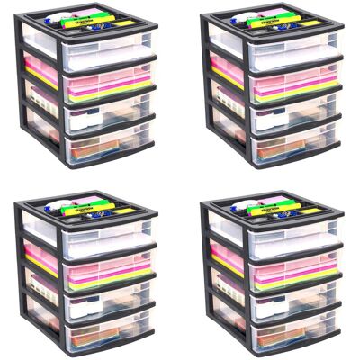 Gracious Living - 4 Drawer Desktop Countertop Storage w/Organizer, Black (4 Pack) Gracious Living - 4 Drawer Desktop Countertop Storage w/Organizer, Black (4 Pack)
