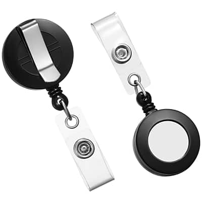 Staples - Badge Reels, 30" Retractable Cord Length, Vinyl/Metal, 25/Pack - Black Staples - Badge Reels, 30" Retractable Cord Length, Vinyl/Metal, 25/Pack - Black