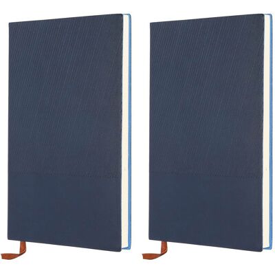 Unique Bargains - 2pcs Lined Journal Notebook 8.3x5.7", A5 98 Pages 80GSM Soft PU Leather Ribbed Daily Journal for Office - Navy Blue Unique Bargains - 2pcs Lined Journal Notebook 8.3x5.7", A5 98 Pages 80GSM Soft PU Leather Ribbed Daily Journal for Office - Navy Blue