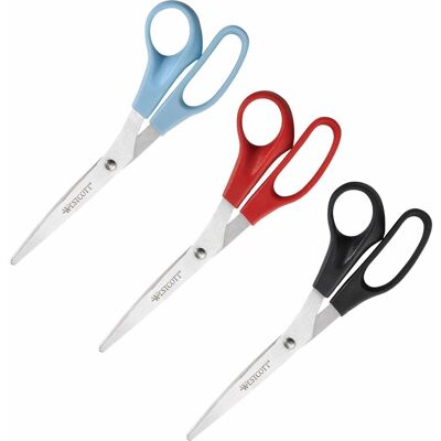 Westcott - 8" All Purpose Straight Scissors Straight Stainless Steel 3 / Pack - Assorted Westcott - 8" All Purpose Straight Scissors Straight Stainless Steel 3 / Pack - Assorted