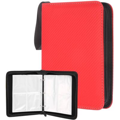 Unique Bargains - 4 Pocket Trading Card Binder, Holds 400 Top Loaders Light-Textured PU Cover with Zipper for TCG Game - Red Unique Bargains - 4 Pocket Trading Card Binder, Holds 400 Top Loaders Light-Textured PU Cover with Zipper for TCG Game - Red