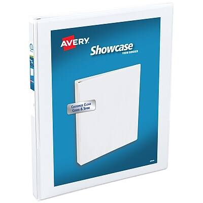 Avery - Showcase 1/2" 3-Ring View Binders, Slant Ring - White Avery - Showcase 1/2" 3-Ring View Binders, Slant Ring - White