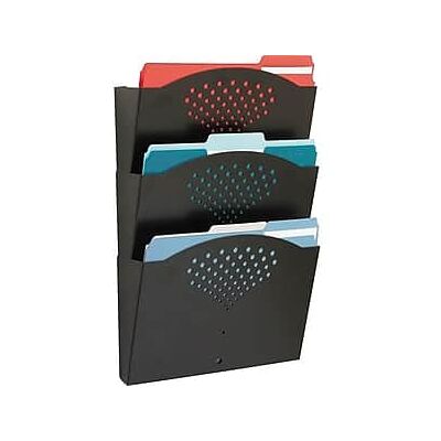 Safco - 3-Pocket Steel Wall File, Letter Size - Black Safco - 3-Pocket Steel Wall File, Letter Size - Black