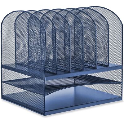 Safco - Onyx Desk Organizer with Two Horizontal and Six Upright Sections, Letter Size Files, 13.25 x 11.5 x 13, Blue Safco - Onyx Desk Organizer with Two Horizontal and Six Upright Sections, Letter Size Files, 13.25 x 11.5 x 13, Blue