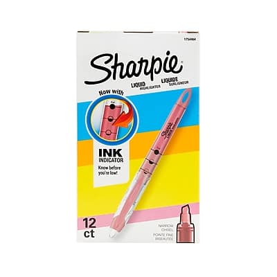 Sharpie - Liquid Highlighter, Chisel Tip, Dozen - Pink Sharpie - Liquid Highlighter, Chisel Tip, Dozen - Pink