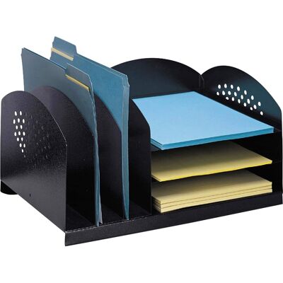 Safco - 3 & 3 Combination Rack Desktop Organizers 6 Compartment 3 Divider 3 Tier 8.25 x 16.25 x 11.25 Desktop Steel - Black Safco - 3 & 3 Combination Rack Desktop Organizers 6 Compartment 3 Divider 3 Tier 8.25 x 16.25 x 11.25 Desktop Steel - Black