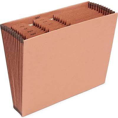 Staples - Heavy Duty Reinforced Accordion File, Monthly Index, 12-Pocket, Letter Size - Brown Staples - Heavy Duty Reinforced Accordion File, Monthly Index, 12-Pocket, Letter Size - Brown