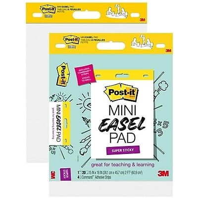 Post-it - Mini Super Sticky Wall Easel Pad, 15" x 18", 20 Sheets/Pad, 2 Pads/Pack - White Post-it - Mini Super Sticky Wall Easel Pad, 15" x 18", 20 Sheets/Pad, 2 Pads/Pack - White