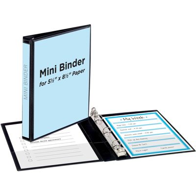 - Avery® Mini View Binder, 0.5" Round Rings, Binder (27725) - Black - Avery® Mini View Binder, 0.5" Round Rings, Binder (27725) - Black