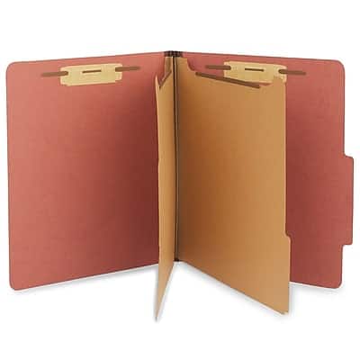 Staples - Recycled Pressboard Classification Folder, 2-Dividers, 2 1/2" Expansion, Letter Size, 20/Box - Brick Red Staples - Recycled Pressboard Classification Folder, 2-Dividers, 2 1/2" Expansion, Letter Size, 20/Box - Brick Red