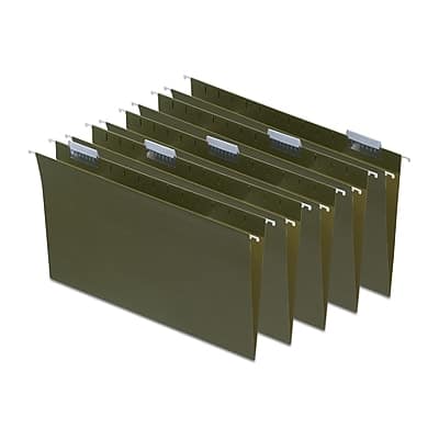 Staples - 95% Recycled Heavy Duty Hanging File Folders, 1/5-Cut Tab, Legal Size, 25/Box - Standard Green Staples - 95% Recycled Heavy Duty Hanging File Folders, 1/5-Cut Tab, Legal Size, 25/Box - Standard Green