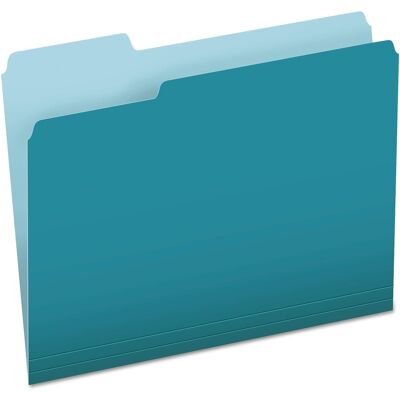Tops Business Forms - Colored File Folders, 1/3-Cut Tabs: Assorted, Letter Size, Teal/Light Teal, 100/Box Tops Business Forms - Colored File Folders, 1/3-Cut Tabs: Assorted, Letter Size, Teal/Light Teal, 100/Box