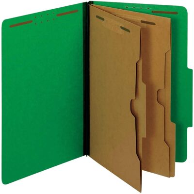 Tops Business Forms - Pressboard Folders with Two Full-Pocket Dividers, 2.5" Expansion, 6 Fasteners, Legal Size, Dark Green, 10/Box Tops Business Forms - Pressboard Folders with Two Full-Pocket Dividers, 2.5" Expansion, 6 Fasteners, Legal Size, Dark Green, 10/Box