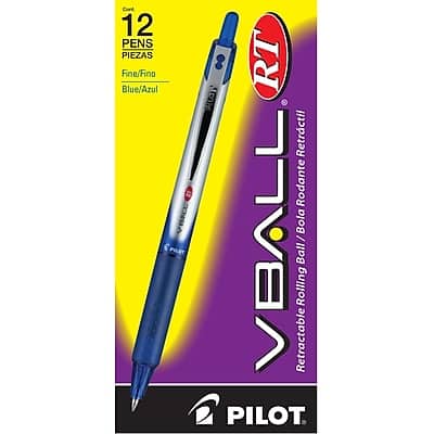 Pilot - VBall RT Retractable Rollerball Pens, Fine Point, 0.7mm, Dozen - Blue Ink Pilot - VBall RT Retractable Rollerball Pens, Fine Point, 0.7mm, Dozen - Blue Ink