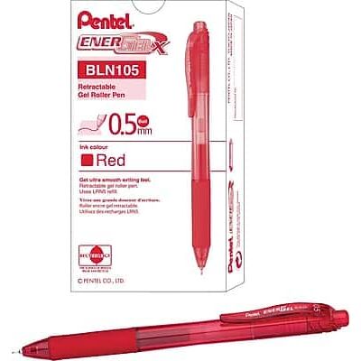 Pentel - EnerGel-X Retractable Gel Pens, Fine Point, Dozen - Red Ink Pentel - EnerGel-X Retractable Gel Pens, Fine Point, Dozen - Red Ink