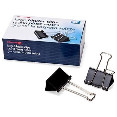Officemate - Large Binder Clips, 1" Capacity, 12 Clips/Pack - Black Officemate - Large Binder Clips, 1" Capacity, 12 Clips/Pack - Black