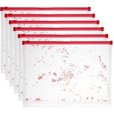Unique Bargains - 6pcs A4 Plastic Binder Zipper Pockets 12x9 Inch Clear Envelope Folders Planner Waterproof with Sequin Decor - Red Unique Bargains - 6pcs A4 Plastic Binder Zipper Pockets 12x9 Inch Clear Envelope Folders Planner Waterproof with Sequin Decor - Red