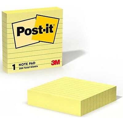 Post-it - Notes, 4" x 4", Canary Collection, Lined, 300 Sheet/Pad - Canary Yellow Post-it - Notes, 4" x 4", Canary Collection, Lined, 300 Sheet/Pad - Canary Yellow