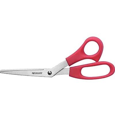 Westcott - All Purpose 8" Stainless Steel Standard Scissors, Pointed Tip - Red Westcott - All Purpose 8" Stainless Steel Standard Scissors, Pointed Tip - Red