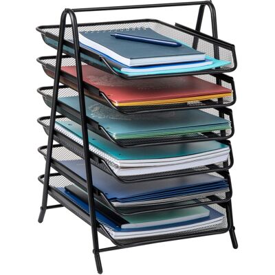 Mind Reader - 6-Tier Paper Tray, Desktop Organizer, File Storage, Office, Metal Mesh, 11.75"L x 13.75"W x 18"H - Black Mind Reader - 6-Tier Paper Tray, Desktop Organizer, File Storage, Office, Metal Mesh, 11.75"L x 13.75"W x 18"H - Black