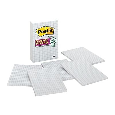 Post-it - Super Sticky Notes, 4" x 6", 50 Sheet/Pad, 6 Pads/Pack - White Post-it - Super Sticky Notes, 4" x 6", 50 Sheet/Pad, 6 Pads/Pack - White