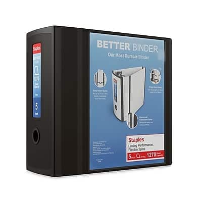 Staples - 5" 3-Ring Better Binder, D-Ring - Black Staples - 5" 3-Ring Better Binder, D-Ring - Black