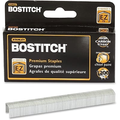 Bostitch - B8 PowerCrown EZ Squeeze 75 Staples for B875 Staplers, 1,200/Box - Silver Bostitch - B8 PowerCrown EZ Squeeze 75 Staples for B875 Staplers, 1,200/Box - Silver