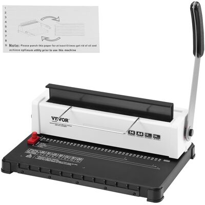 VEVOR - Coil Spiral Binding Machine, Manual Book Maker 34-Holes Binding 120 Sheets - White,Black VEVOR - Coil Spiral Binding Machine, Manual Book Maker 34-Holes Binding 120 Sheets - White,Black