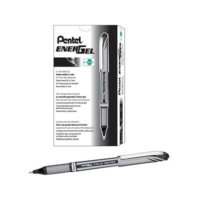 Pentel - EnerGel NV Gel Pens, Medium Point, Black Ink, Dozen - Gray/Silver Pentel - EnerGel NV Gel Pens, Medium Point, Black Ink, Dozen - Gray/Silver