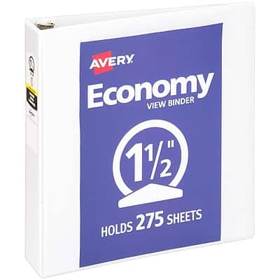Avery - 1 1/2" 3-Ring View Binders - White Avery - 1 1/2" 3-Ring View Binders - White
