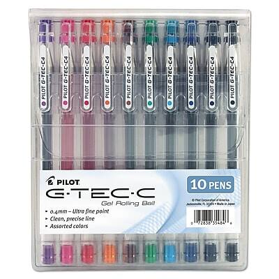 Pilot - G-Tec-C Gel Pens, Ultra Fine Point, 10/Pack - Assorted Ink Pilot - G-Tec-C Gel Pens, Ultra Fine Point, 10/Pack - Assorted Ink