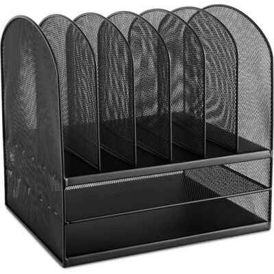 Safco - Onyx 2 Horizontal/6 Upright Desk Organizer 8 Compartment 13" x 13.25" x 11.50" Desktop Steel - Black Safco - Onyx 2 Horizontal/6 Upright Desk Organizer 8 Compartment 13" x 13.25" x 11.50" Desktop Steel - Black