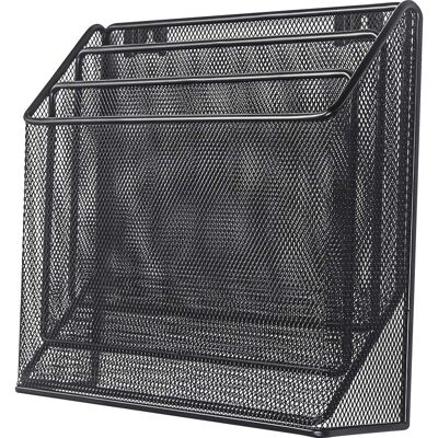 Lorell - Mesh Desktop Organizer 3 Tier 11.42" x 3.54" x 12.72" Length Desktop Durable Metal - Black Lorell - Mesh Desktop Organizer 3 Tier 11.42" x 3.54" x 12.72" Length Desktop Durable Metal - Black