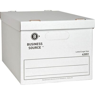 Business Source - Economy Storage Box with Lid Legal Letter Light Duty Stackable White For File Recycled 12 / Carton Business Source - Economy Storage Box with Lid Legal Letter Light Duty Stackable White For File Recycled 12 / Carton