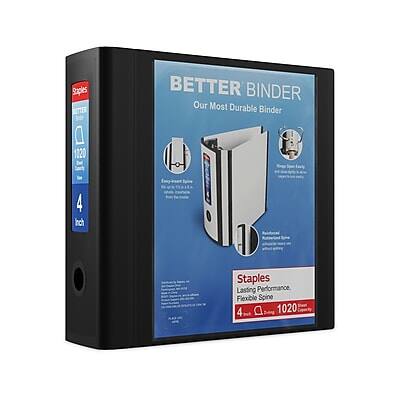 Staples - 4" 3-Ring Better Binder, D-Ring - Black Staples - 4" 3-Ring Better Binder, D-Ring - Black