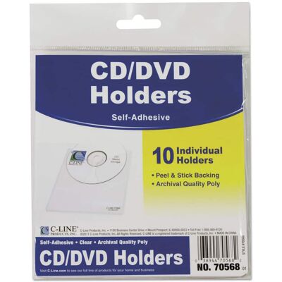 D-line - C-Line 70568 1 Disc Capacity Self-Adhesive CD Holder - (10/Pack) - Clear D-line - C-Line 70568 1 Disc Capacity Self-Adhesive CD Holder - (10/Pack) - Clear