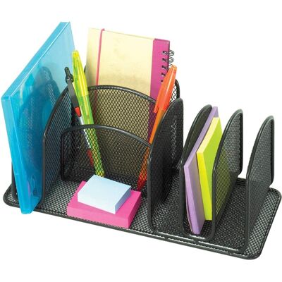 Safco - Onyx Deluxe Desktop Organizer 12.62" x 4.25" x 4.25" Powder Coated Steel - Black Safco - Onyx Deluxe Desktop Organizer 12.62" x 4.25" x 4.25" Powder Coated Steel - Black