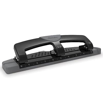 Swingline - SmartTouch Low Force Desktop 3-Hole Punch, 12 Sheet Capacity - Black/Gray Swingline - SmartTouch Low Force Desktop 3-Hole Punch, 12 Sheet Capacity - Black/Gray