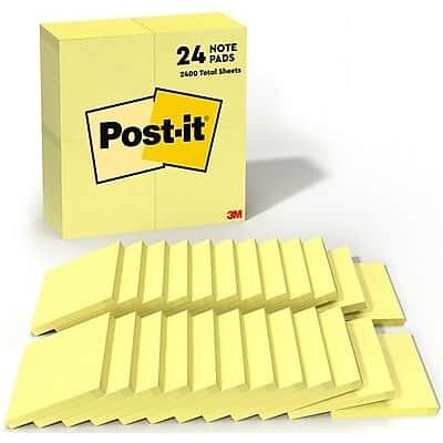Post-it - Notes, 3" x 3", Canary Collection, 100 Sheet/Pad, 24 Pads/Pack - Canary Yellow Post-it - Notes, 3" x 3", Canary Collection, 100 Sheet/Pad, 24 Pads/Pack - Canary Yellow