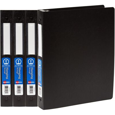 Avery - 1" Hanging Storage Flexible 3 Ring Binders, 4 Pack (17708) - Black Avery - 1" Hanging Storage Flexible 3 Ring Binders, 4 Pack (17708) - Black