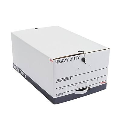 Staples - Heavy Duty File Box, String and Button Lid, Legal, 4/Pack - White/Gray Staples - Heavy Duty File Box, String and Button Lid, Legal, 4/Pack - White/Gray