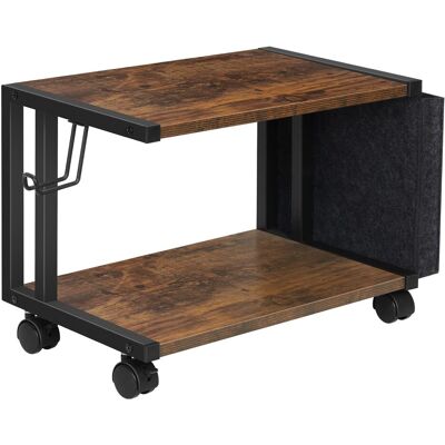 Oumilen - C-Shaped Rolling Printer Stand with Storage Bag, Rustic Wood Desktop Printer Cart with Lockable Wheels - Brown Oumilen - C-Shaped Rolling Printer Stand with Storage Bag, Rustic Wood Desktop Printer Cart with Lockable Wheels - Brown