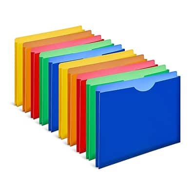 Staples - Moisture Resistant File Pockets, Letter Size, 10/Pack - Assorted Colors Staples - Moisture Resistant File Pockets, Letter Size, 10/Pack - Assorted Colors