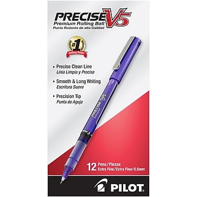 Pilot - Precise V5 Rollerball Pens, Extra Fine Point, Dozen - Purple Ink Pilot - Precise V5 Rollerball Pens, Extra Fine Point, Dozen - Purple Ink