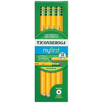 Ticonderoga - My First Pre-Sharpened Wooden Pencil, 0.7mm, #2 Medium Lead, Dozen - Multicolor Ticonderoga - My First Pre-Sharpened Wooden Pencil, 0.7mm, #2 Medium Lead, Dozen - Multicolor