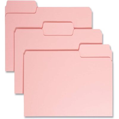 Smead Manufacturing - Colored File Folders, 1/3-Cut Tabs: Assorted, Letter Size, 0.75" Expansion, Pink, 100/Box Smead Manufacturing - Colored File Folders, 1/3-Cut Tabs: Assorted, Letter Size, 0.75" Expansion, Pink, 100/Box
