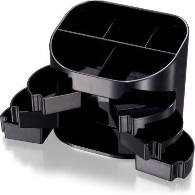 Officemate - Double Supply Desktop Organizer 11 Compartment 4.50" x 5" x 3.75" Desktop Non skid Base Plastic - Black Officemate - Double Supply Desktop Organizer 11 Compartment 4.50" x 5" x 3.75" Desktop Non skid Base Plastic - Black